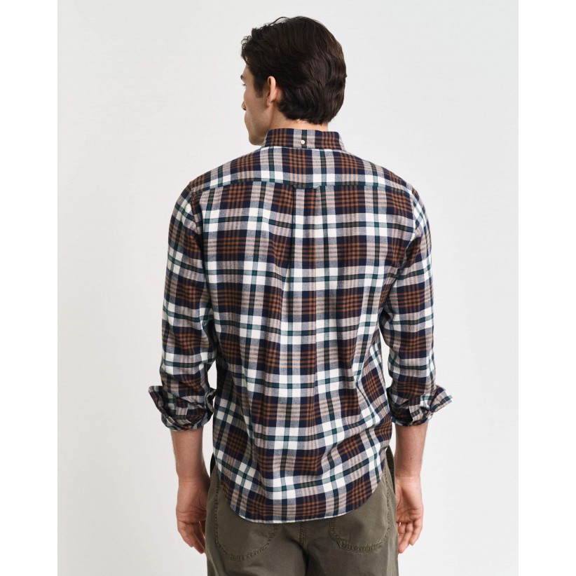 GantSkjortePlaidFlannelShirtCacaoBrownCheck-01