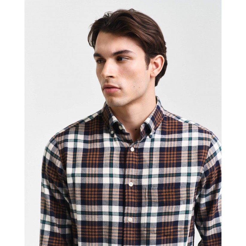 GantSkjortePlaidFlannelShirtCacaoBrownCheck-01