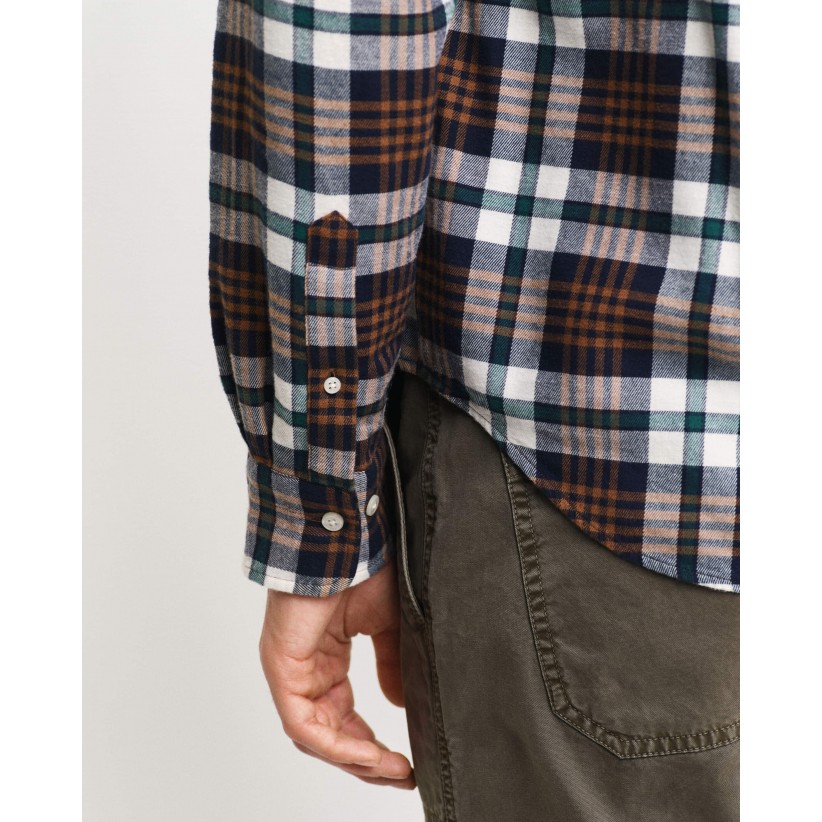 GantSkjortePlaidFlannelShirtCacaoBrownCheck-01