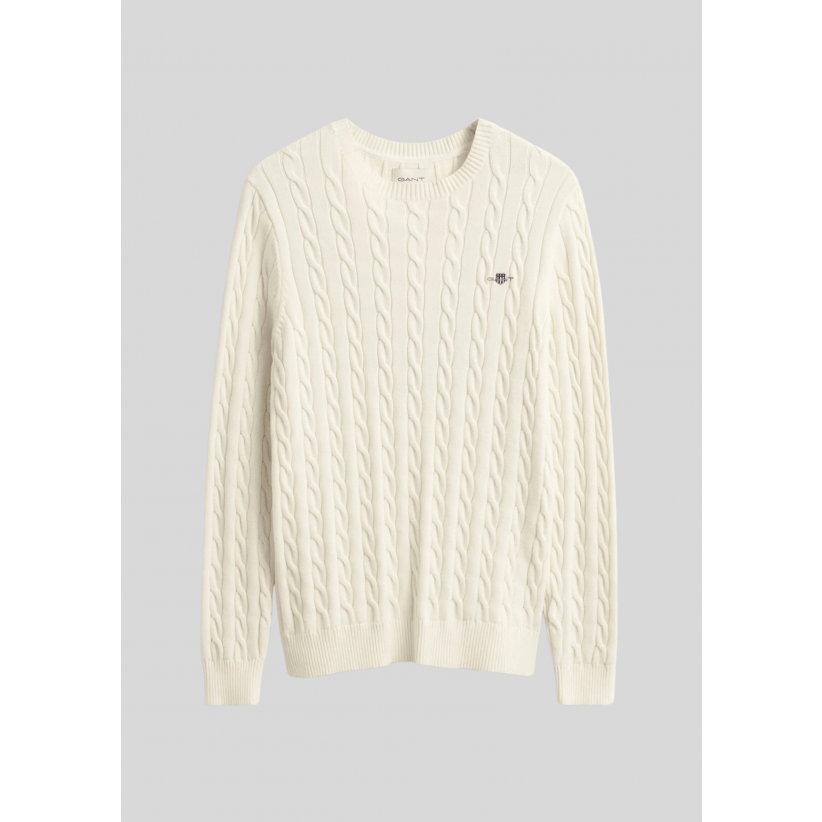Gant, Strik, Cotton Cable Sweater, Cream 