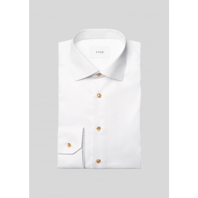 Eton, Skjorte, Slim Signature Twill Effect, White 