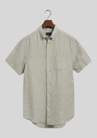 GantSkjorteSSRegLinenStripedShirtGreenStripe-20