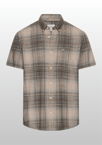 CamelActiveSkjorteSSCottonCheckLightBrown-20