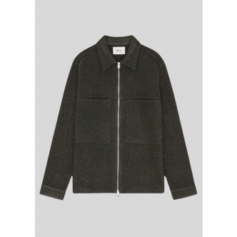 NN07, Overshirt, Isak Wool Zip 6398, Dark Army 