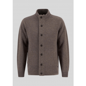 Barbour, Strik, Essential Elbow-Patch Cardigan, Dark Stone 