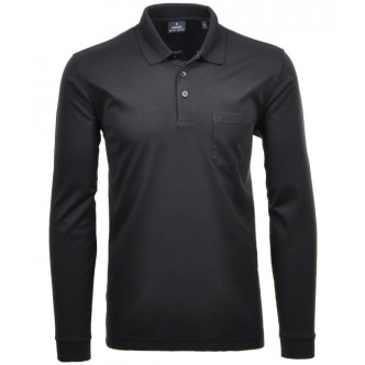 RAGMAN, LANGÆRMET MICROFIBER POLO I SORT 