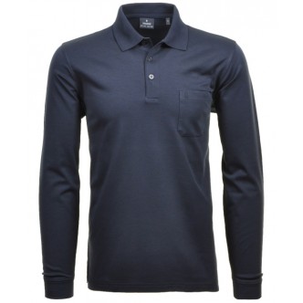 RAGMAN, LANGÆRMET MICROFIBER POLO I NAVY 