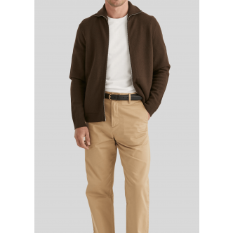Morris Stockholm, Strik, York Knitted Zip Jacket, Brown 