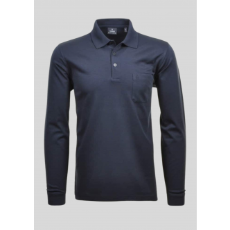 Ragman, Polo Langærmet, Microfiber, Navy