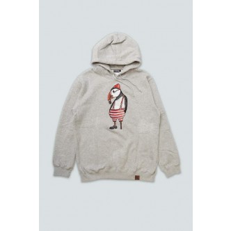 LAKOR, ATLANTIC PUFFIN HOODIE I GRÅ