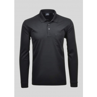 Ragman, Polo Langærmet, Microfiber, Black