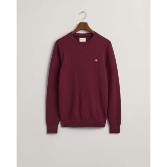 GANT, MICRO-TEKSTURERET STRIK I BORDEAUX