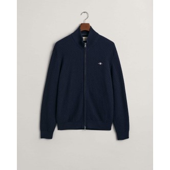 GANT, TEKSTURERET CARDIGAN I MØRKEBLÅ 