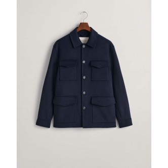 GANT, HÅNDSYET ULD OVERSHIRT I MØRKEBLÅ