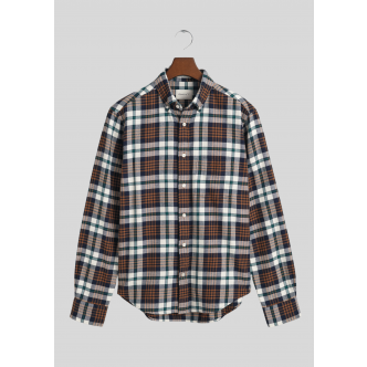 Gant, Skjorte, Plaid Flannel Shirt, Cacao Brown Check
