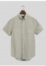 Gant, Skjorte SS, Reg Linen Striped Shirt, Green Stripe