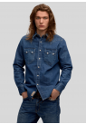 Sneum, Skjorte, Sawtooth Cone Westernt, Blue Denim