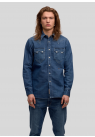 Sneum, Skjorte, Sawtooth Cone Westernt, Blue Denim