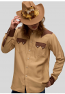 Sneum, Skjorte, Sawtooth Western Shirt, Brown-Beige