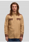 Sneum, Skjorte, Sawtooth Western Shirt, Brown-Beige