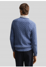 Gant, Strik, Cotton Cable Sweater, Denim Blue Melange 